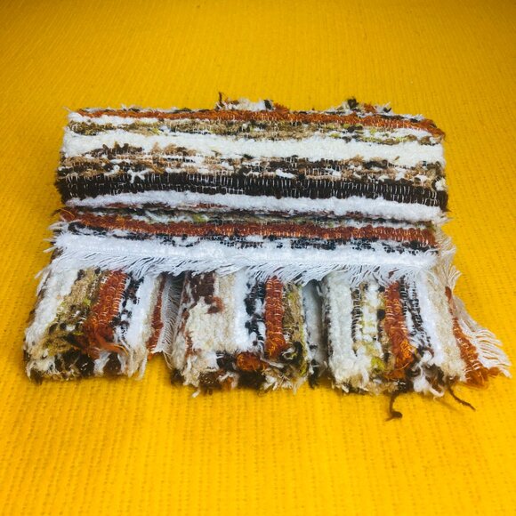 70s Handwoven Striped Thick Placemats Set of 4 Retro Cottagecore Fall Table - Picture 5 of 11